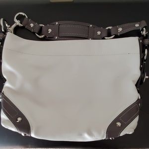 Winter white & dark gray Coach purse
